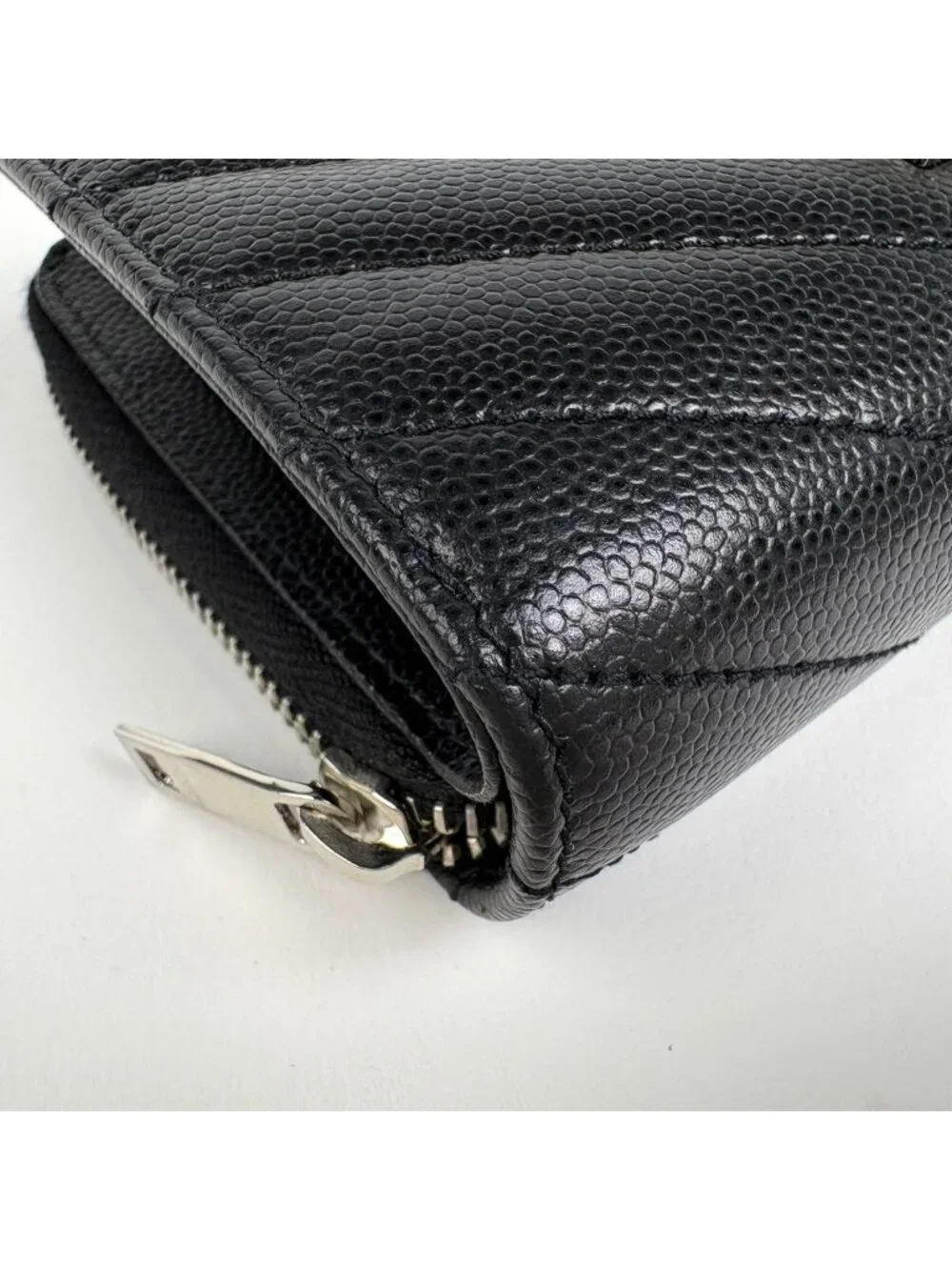 Saint Laurent Monogram Compact Zip Around Wallet Bifold Leather Black - Picture 3 of 8